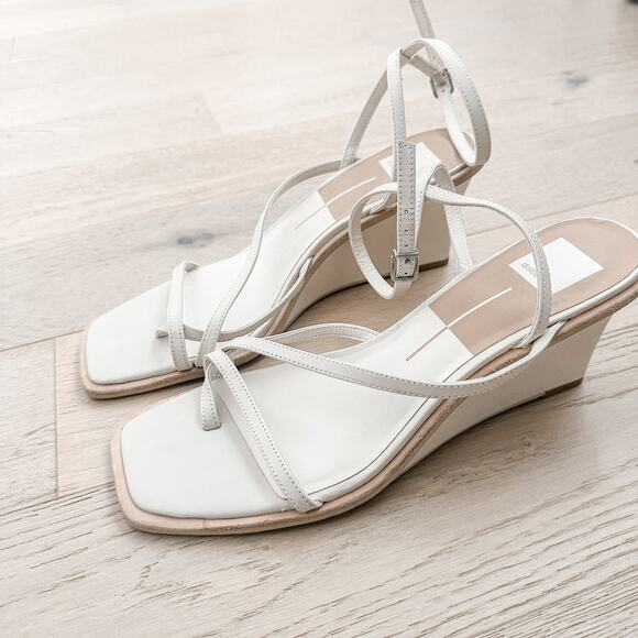 Dolce Vita Gemini Leather Strappy Wedge Sandal Cream Size 11 Minimal Summer - Picture 4 of 12